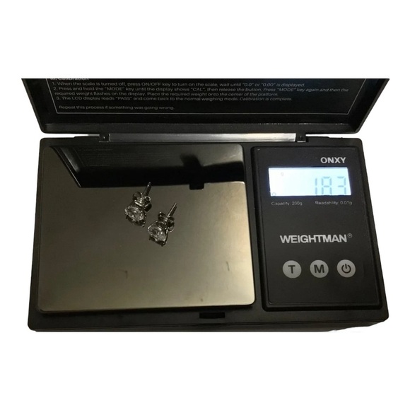 Signed JCM 925 CZ China Sterling Silver & 3 CT 7mm Solitaire CZ Stud Earrings - Picture 3 of 16